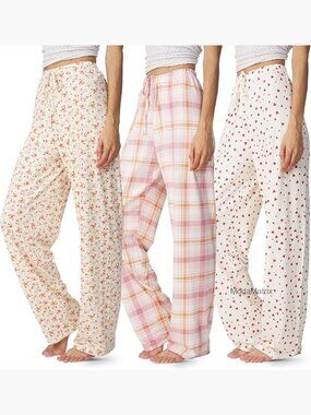 Women's Pajama Pants 3 Pack - Ultra Soft Lounge Bottoms, Flowy Sleep Pants